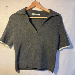 Abercrombie & Fitch Gray Knit Short Sleeve Sweater